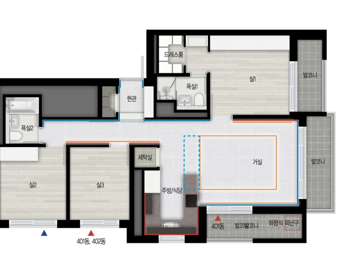 4BL 92E-1 타입 평면도